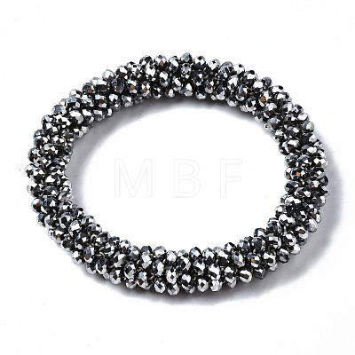 Faceted Electroplate Glass Beads Stretch Bracelets BJEW-S144-002G-02-1