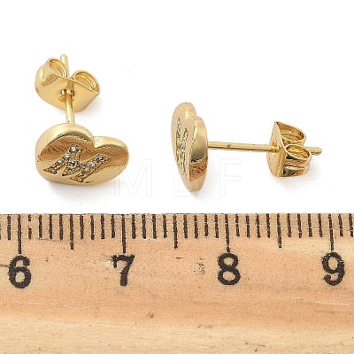 Rack Plating Brass Micro Pave Clear Cubic Zirconia Stud Earrings EJEW-K299-01G-M-1