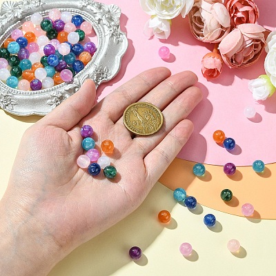 80Pcs 8 Colors Round Imitation Cat Eye Resin Beads RESI-YW0001-81-1