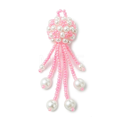 Glass Seed Beads & Glass Pearl Big Pendants PALLOY-MZ01336-02-1