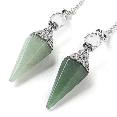 Natural Green Aventurine Hexagonal Pointed Dowsing Pendulums G-P552-05P-07-1