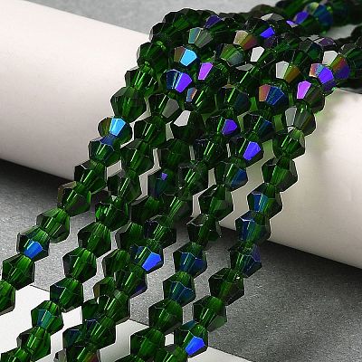 Transparent Electroplate Glass Beads Strands GLAA-F029-4mm-D25-1