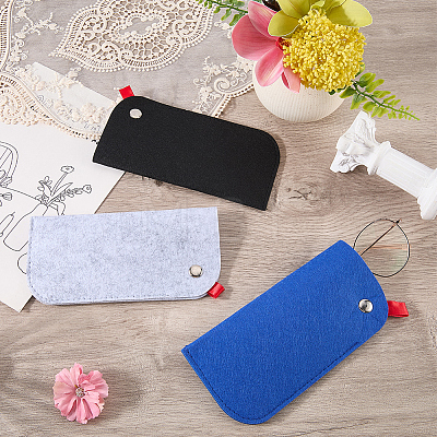 3Pcs 3 Colors Rectangle Felt Eyeglass Case AJEW-CN0007-36A-1