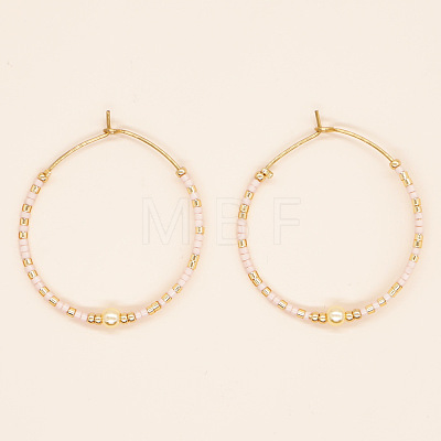 Bohemian Handmade Glass Beaded Hoop Earrings RN1446-7-1