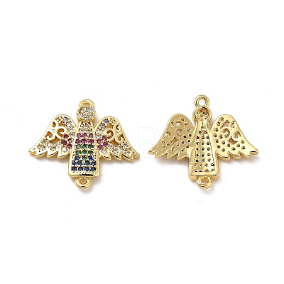 Brass Micro Pave Colorful Cubic Zirconia Connector Charms KK-E068-VB035-1