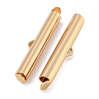 Brass Slide On End Clasp Tubes KK-N254-119G-05-1