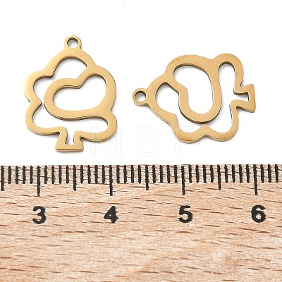 Hollow 201 Stainless Steel Pendants STAS-F337-10E-G-1