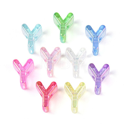 UV Plating Transparent Acrylic European Beads X-OACR-M027-02Y-1