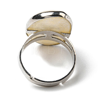 Platinum Plated Brass White Shell Finger Rings RJEW-E023-03-1