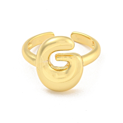 Brass Letter Open Cuff Rings for Women RJEW-G313-01G-G-1