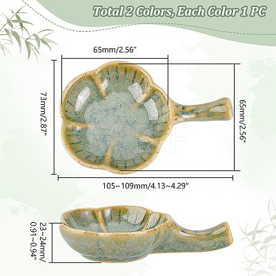   2Pcs 2 Colors Flower Shape Ceramics Ink Plate with Handle DIY-PH0021-39B-1