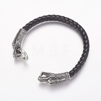 Braided Leather Cord Bracelets BJEW-P174-01-1