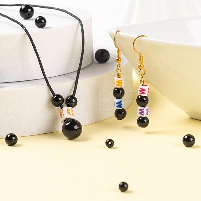 340Pcs 4 Sizes Synthetic Black Stone Beads Strands G-LS0001-10-1