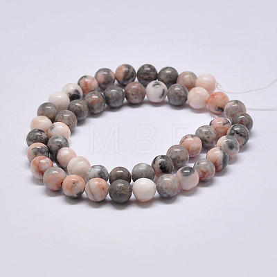 Natural Pink Zebra Jasper Beads Strands G-P231-01-10mm-1