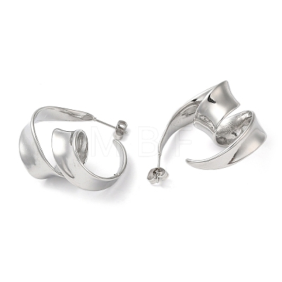 304 Stainless Steel Twist Stud Earrings for Women EJEW-K244-28P-1