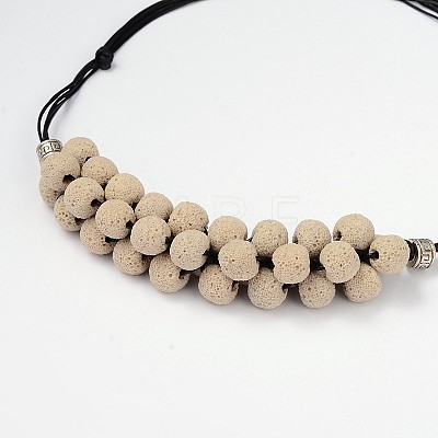 (Jewelry Parties Factory Sale)Lava Rock Beaded Necklaces NJEW-D204-03-1