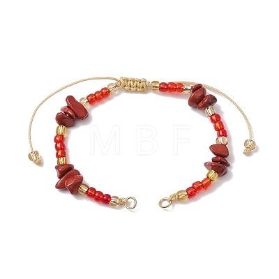 Natural & Synthetic Mixed Stone Chips & Handmade Seed Beads Braided Bracelet Making AJEW-MZ00004-1