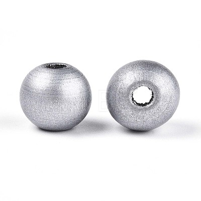 Spray Painted Round Natural Schima Wood Beads WOOD-A018-12mm-03-1