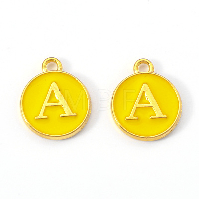 Golden Plated Alloy Enamel Charms ENAM-S118-09A-1