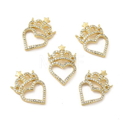 Brass Micro Pave Clear Cubic Zirconia Connector Charms KK-E068-VB101-1