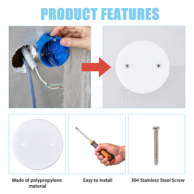 Round PP Plastic Electric Junction Box Cover FIND-FH0006-57-1