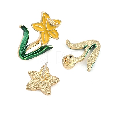 Flower Enamel Stud Earrings EJEW-M005-06-1