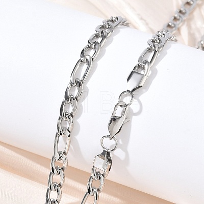 6MM 304 Stainless Steel Figaro Chain Necklaces NJEW-G203-02P-1