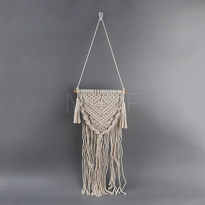 Cotton Cord Macrame Woven Wall Hanging HJEW-C010-13-1