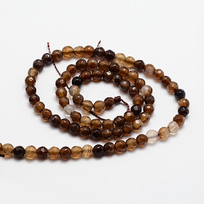 Faceted Natural Agate Round Beads Strands X-G-E318C-4mm-11-1