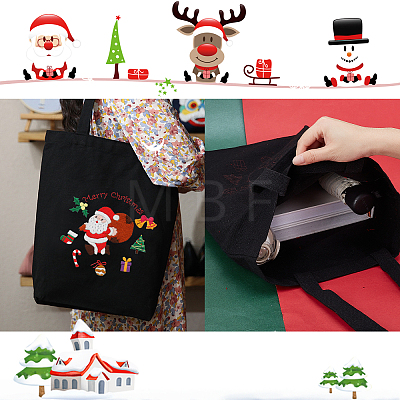 Christmas Theme DIY Canvas Tote Bag Santa Claus Embroidery Making Kit DIY-WH0029-31-1