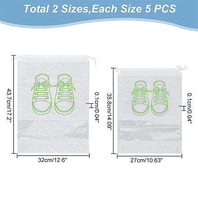 WADORN 10Pcs 2 Sizes Non-Woven Fabric Shoes Storage Drawstring  Bags ABAG-WR0001-01A-1