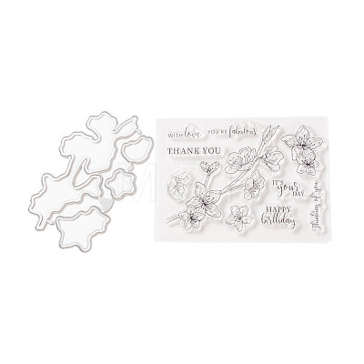 Clear Silicone Stamps and Carbon Steel Cutting Dies Set DIY-F105-08-1