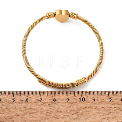 304 Stainless Steel Heart Beaded Cuff Bangle BJEW-K280-02G-1