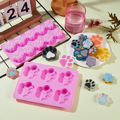 2Pcs 2 Styles Paw Shaped Fondant Molds DIY-SZ0002-69-1