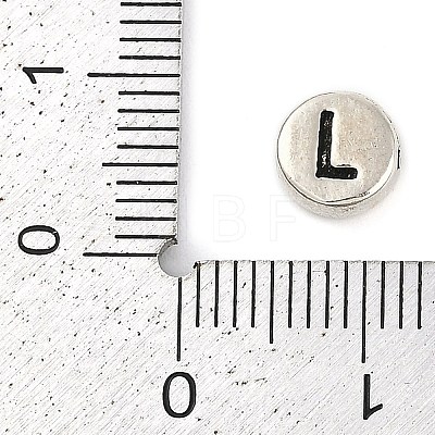 925 Sterling Silver Flat Round with Letter Beads STER-G044-01AS-L-1