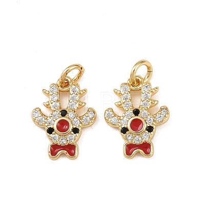 Christmas Brass Micro Pave Cubic Zirconia Enamel Charms KK-L255-19G-03-1