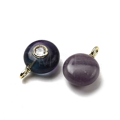 Natural Fluorite Flat Round Pendants X-G-H318-01G-A-02-1
