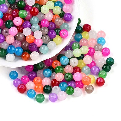 Baking Paint Imitation Jade Glass Beads X1-DGLA-Q021-6mm-M-1
