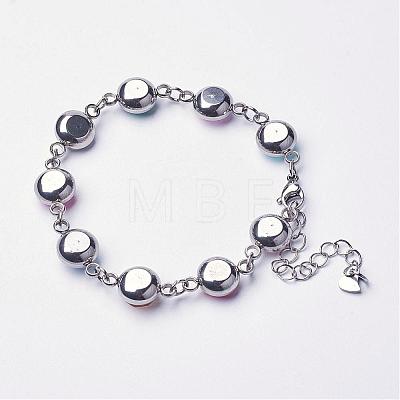304 Stainless Steel Glass Link Bracelets BJEW-JB02795-1