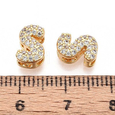 Brass Micro Pave Clear Cubic Zirconia Beads KK-T071-17G-S-1
