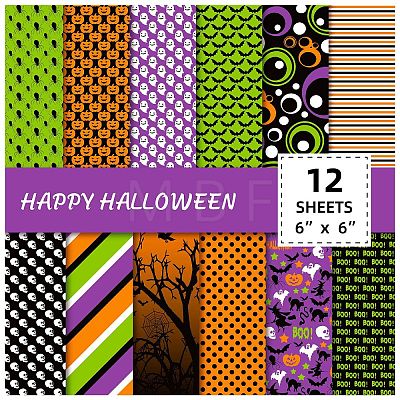 Halloween Pumpkin Spider Pattern Scrapbooking Paper PW-WG6476F-01-1