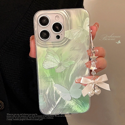 Summer Green Butterfly TPU Plastic Mobile Phone Cover PW-WG901B1-02-1