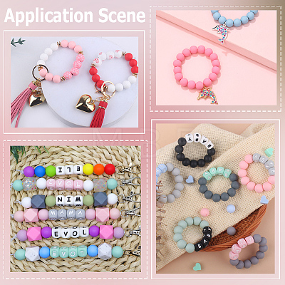 150Pcs 6 Styles Round & Heart Silicone Beads SIL-PA0001-37-1