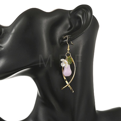 Handmade Porcelain & Brass Dangle Earrings for Women EJEW-JE07508-1