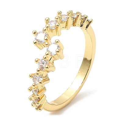 Rack Plating Brass Finger Rings with Cubic Zirconia for Women RJEW-A018-02G-1