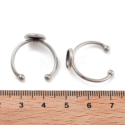 Tarnish Resistant 304 Stainless Steel Open Cuff Ring Components STAS-B072-09E-P-1