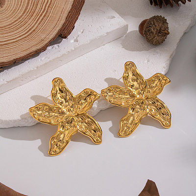304 Stainless Steel Starfish Stud Earrings FR8971-1