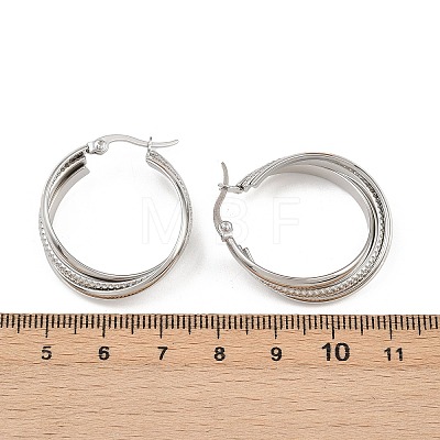 304 Stainless Steel Triple Twist Ring Stud Earrings EJEW-P324-08P-1