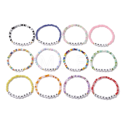 12Pcs 12 Styles Glass Seed Beads Stretch Bracelet Sets BJEW-MZ00097-1