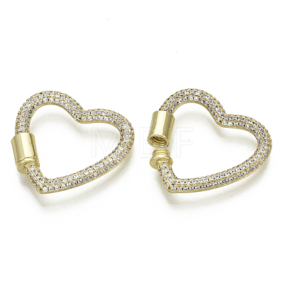 Brass Micro Pave Cubic Zirconia Screw Carabiner Lock Charms ZIRC-N039-016A-NF-1